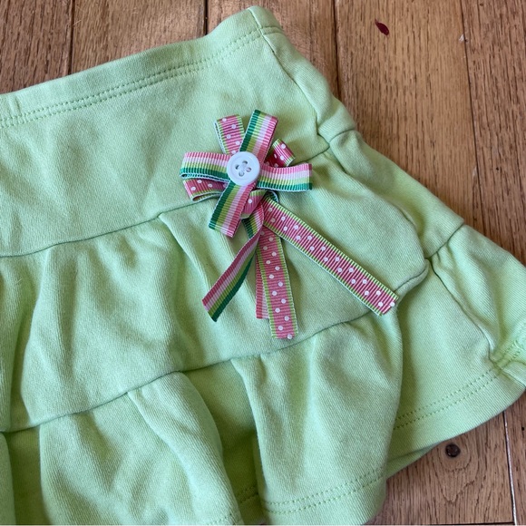VINTAGE Y2K GYMBOREE LIME GREEN TIERED RIBBON ACCENT SKIRT SIZE 18/24 MONTHS - Picture 3 of 4